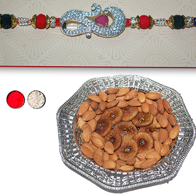"Rakhi - AD 4040A (Single Rakhi) , Dryfruit Thali - code RD900 - Click here to View more details about this Product